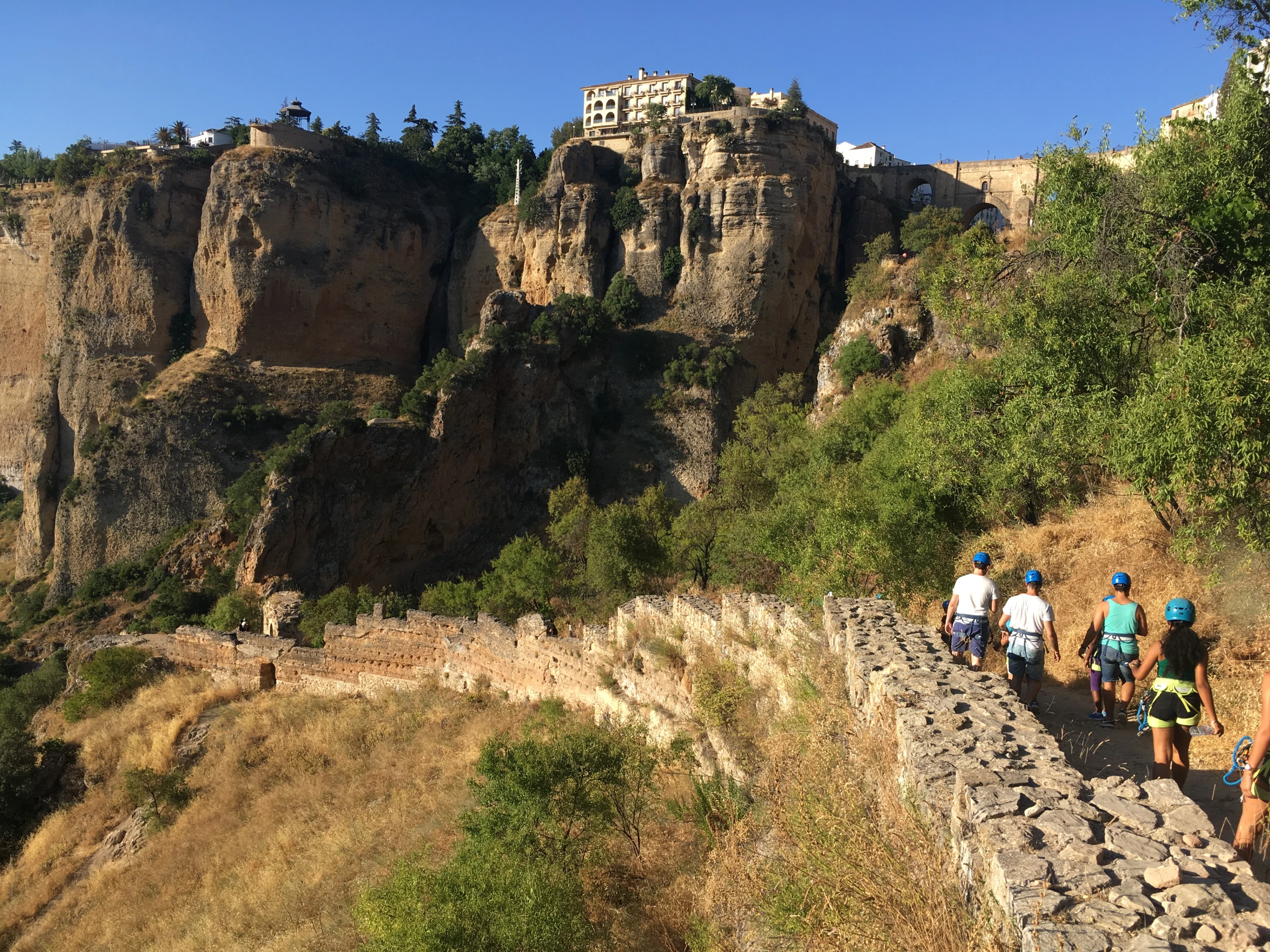 Via Ferrata Ronda - Crossing a monkey bridge in via ferrata ronda