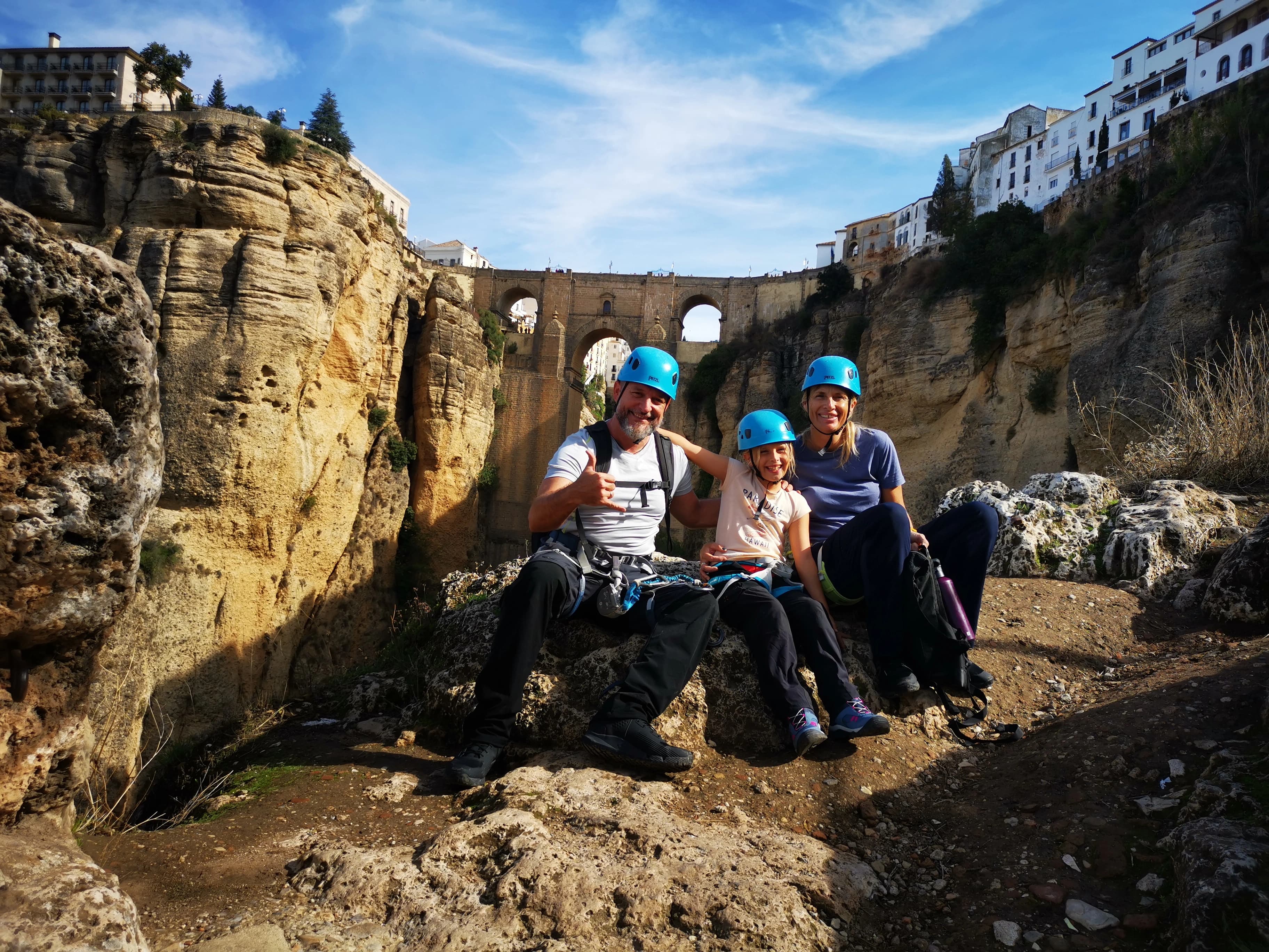 Via Ferrata Ronda - Rappelling down a waterfall in via ferrata ronda