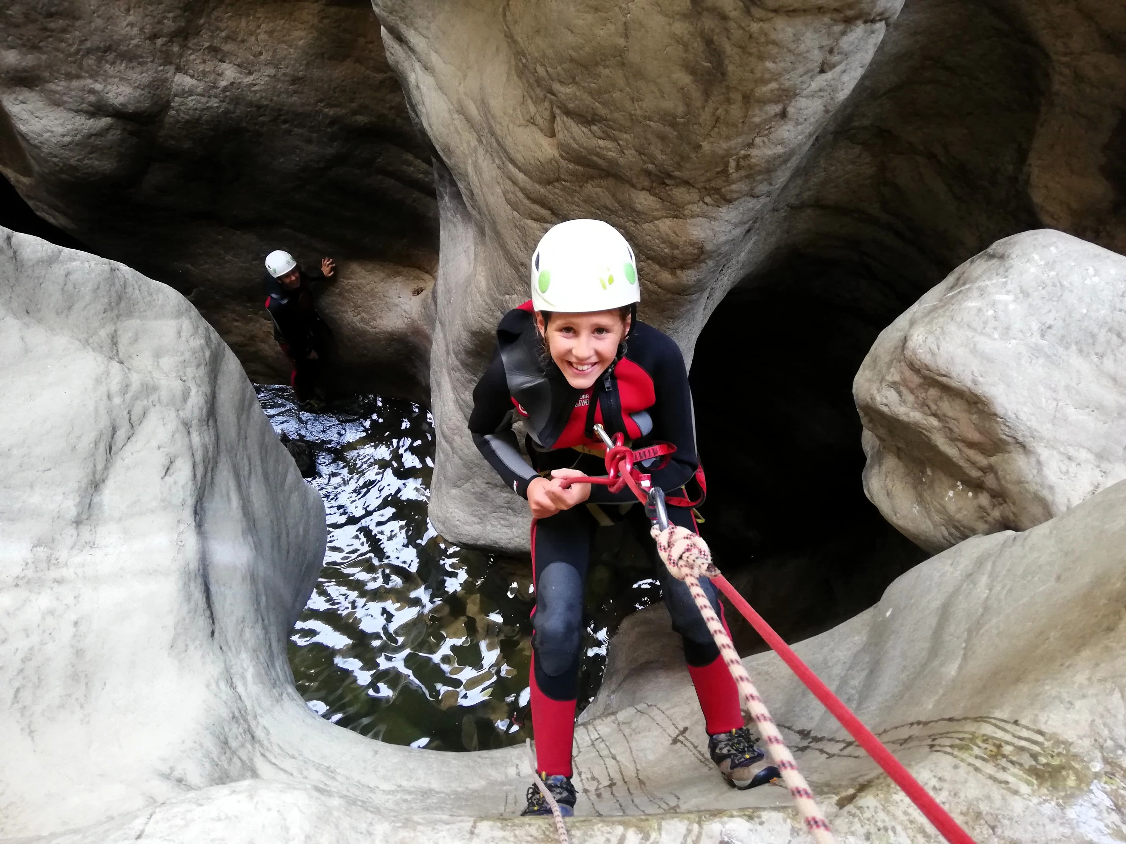 Buitreras canyon - Jumping into a natural pool in buitreras canyon