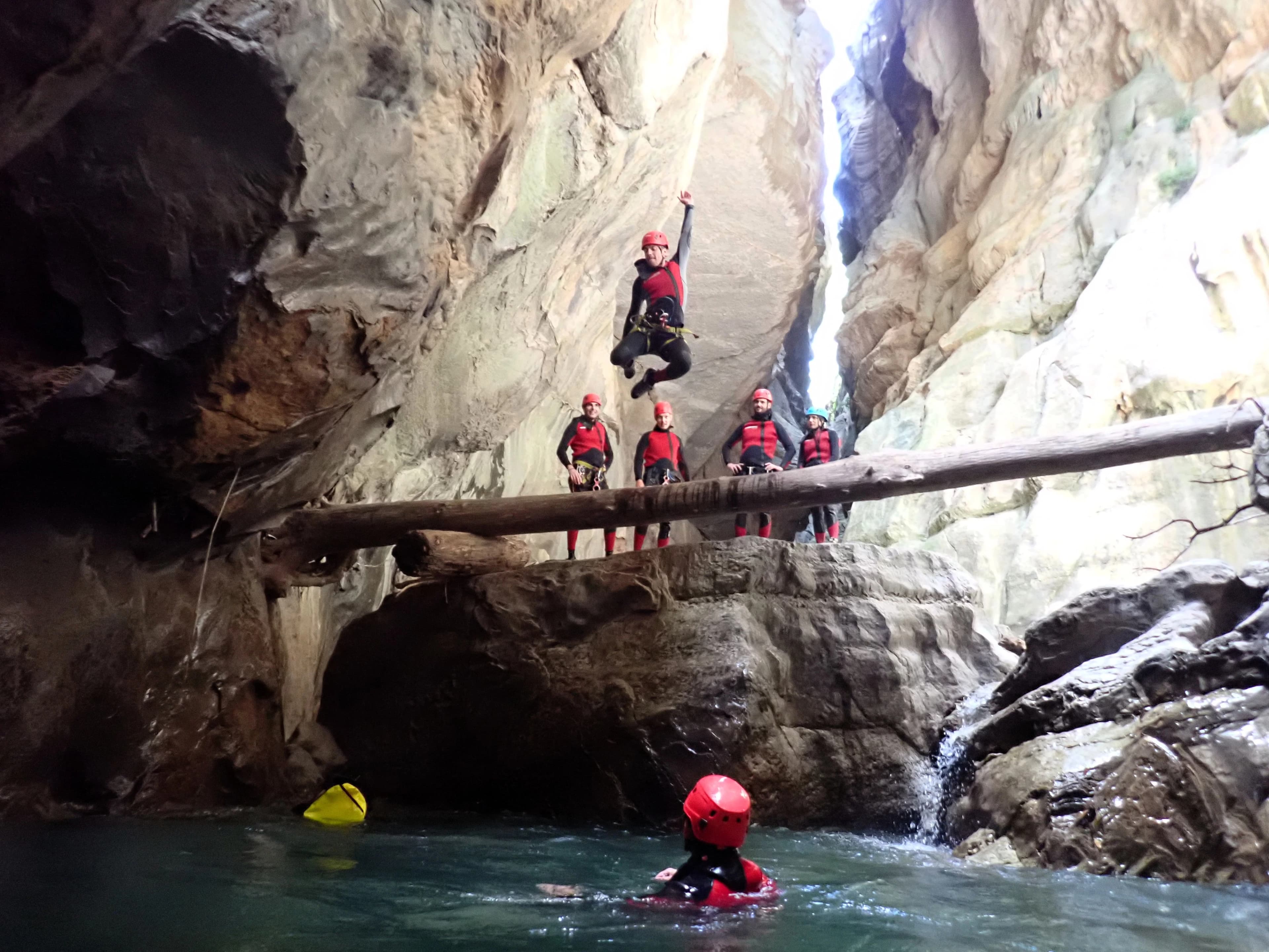 Buitreras canyon - Sliding down a natural water slide in buitreras canyon