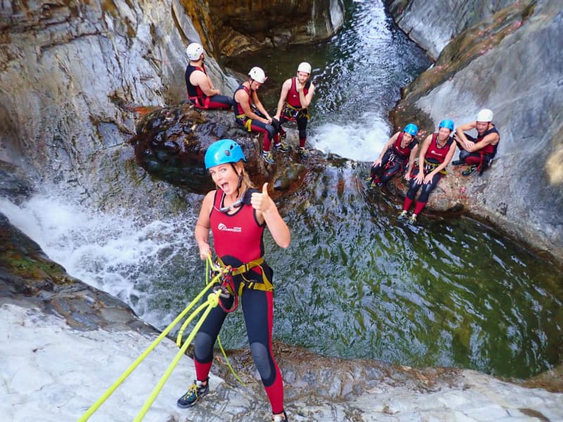 Guadalmina canyon - Rapelling down a waterfall in guadalmina canyon