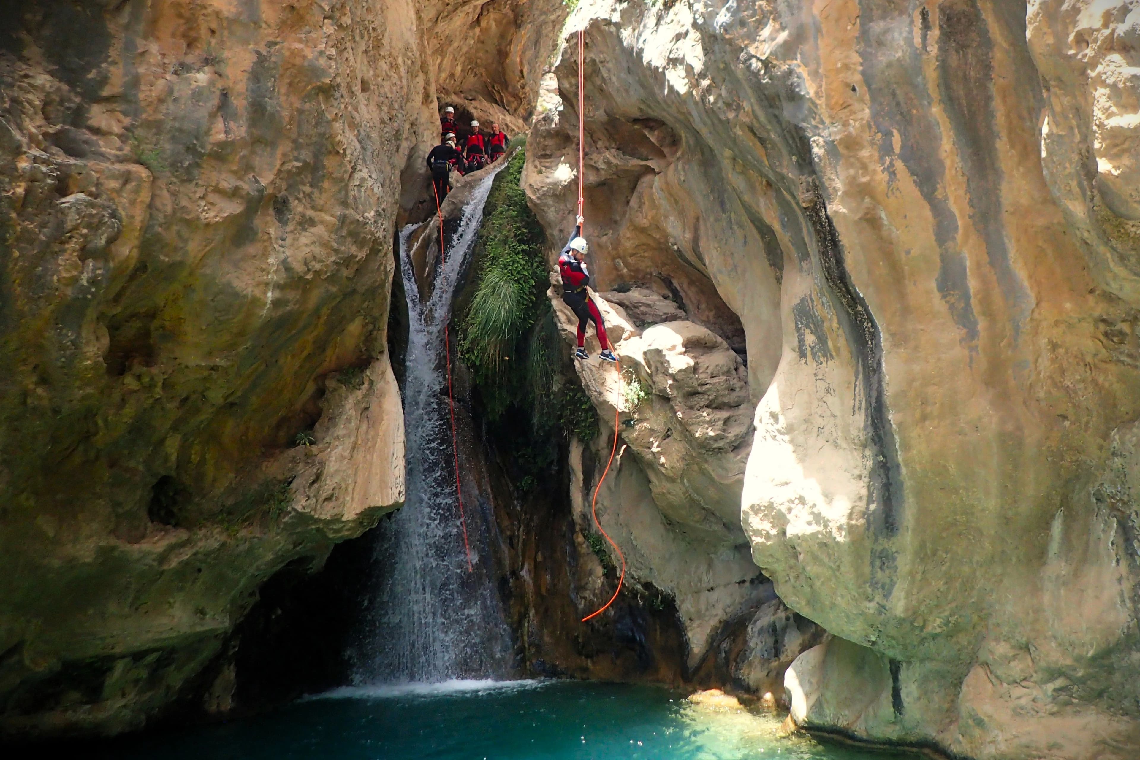 Rio Verde canyon - Rappelling down a waterfall in rio verde canyon